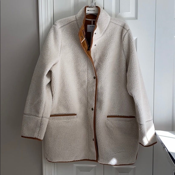 Old Navy Sherpa Jacket Brown with Chorded Trim - Picture 2 of 6